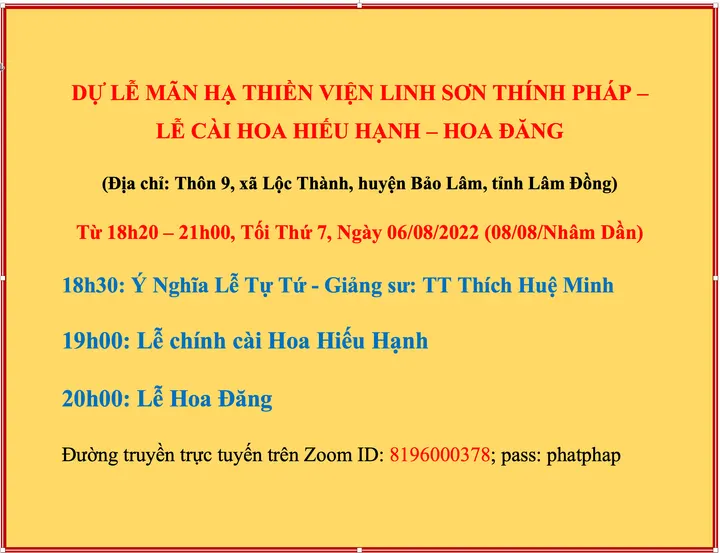 Lễ Mãn Hạ tại Thiền Viện Linh Sơn, Bảo Lộc, Lâm Đồng, ngày 9/7/Nhâm Dần