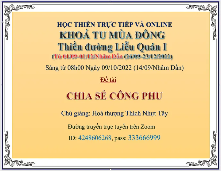 Lớp Học Thiền Khoá Tu Mùa Đông tại Thiền Đường Liễu Quán I BRVT