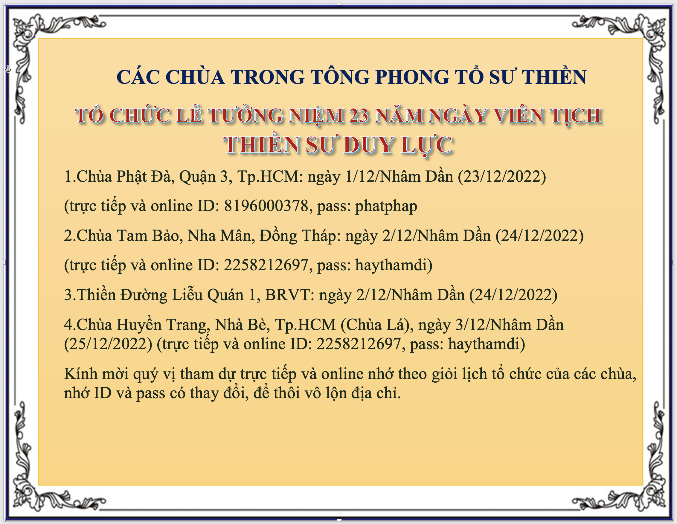 CAC CHUA TUONG NIEM