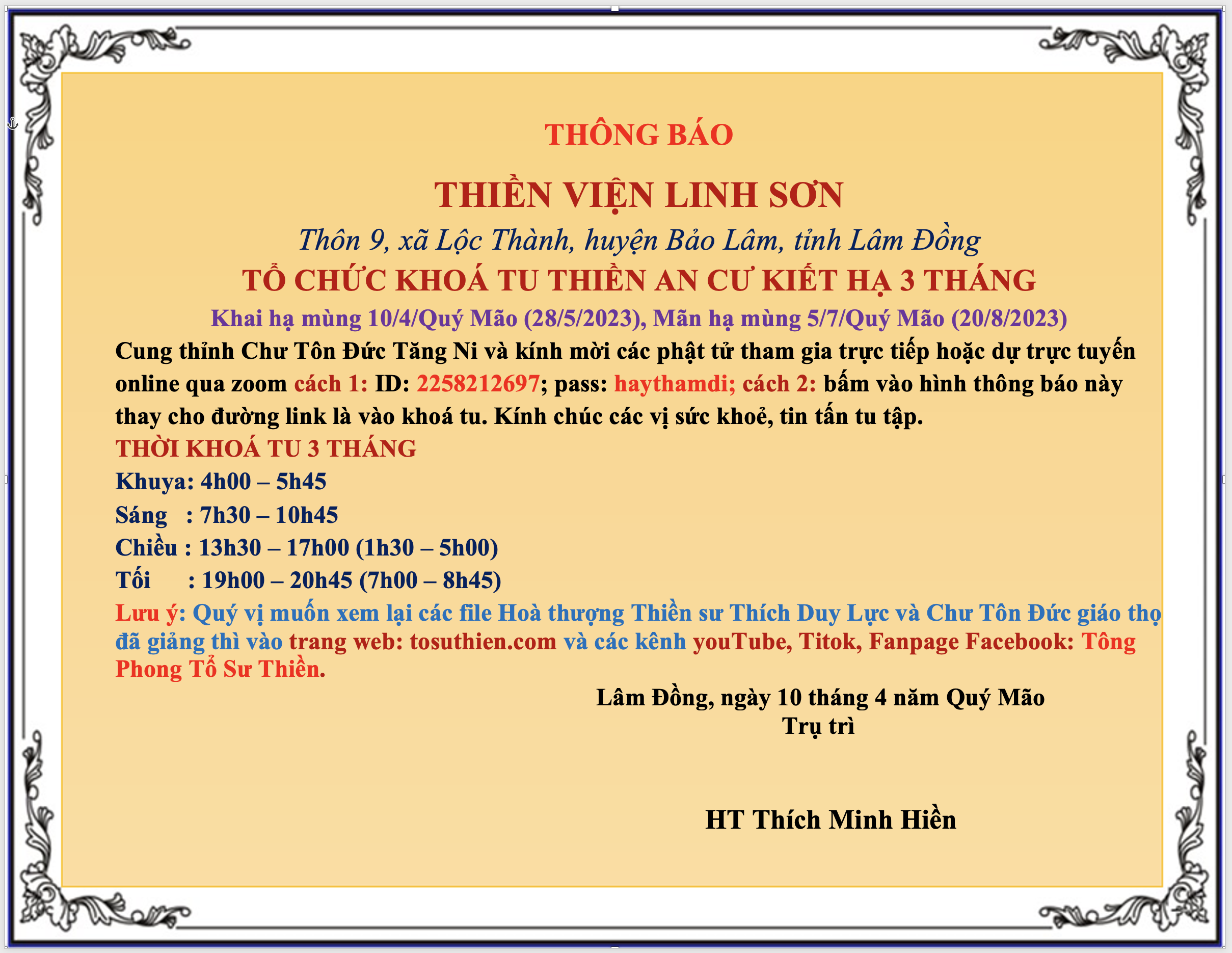 thong bao ha linh son