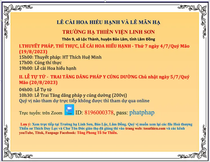Lễ Vu Lan và Lễ Mãn Hạ tại Trường Hạ Linh Sơn, Bảo Lộc, Lâm Đồng